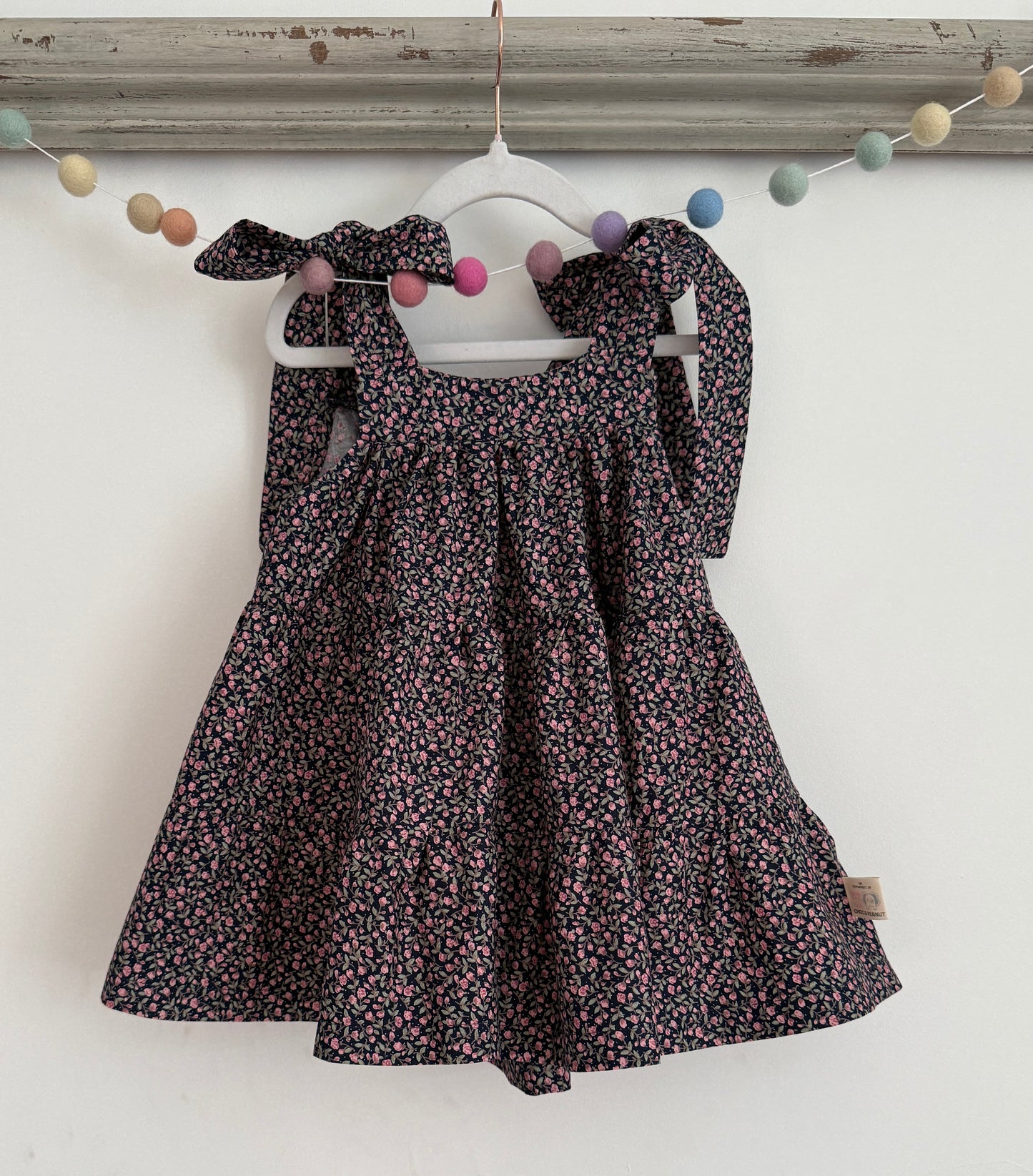 100% Organic Cotton Navy Rose Garden Strappy Dress