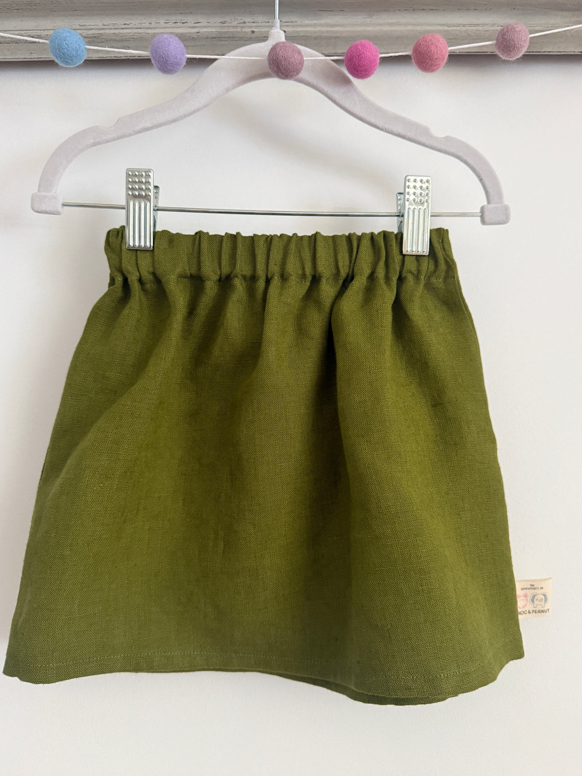 Olive 100% Baltic Linen Children's Skirt