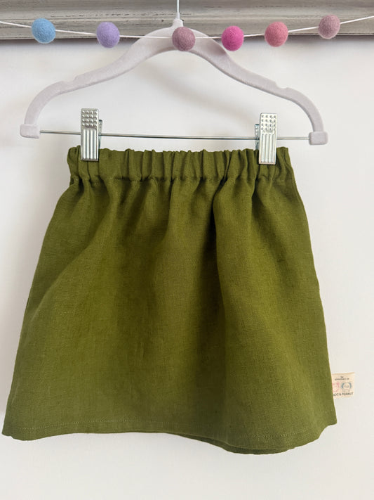 Olive 100% Baltic Linen Children's Skirt