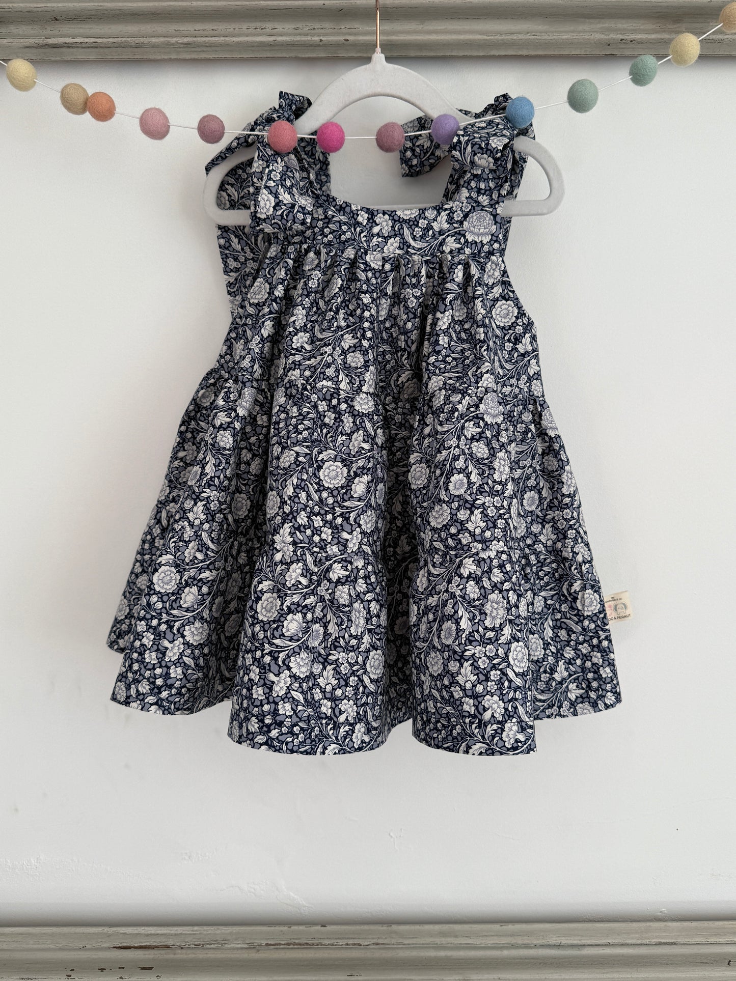 100% Organic Cotton Floral Navy & White Tiered Dress
