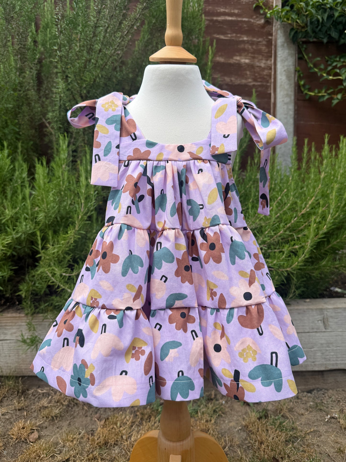 100% Cotton Floral Lilac Girls strappy Dress