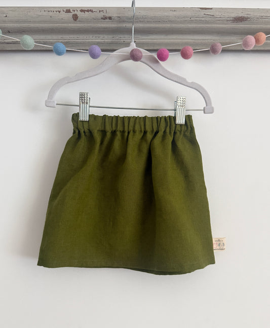 Olive 100% Baltic Linen Children's Skirt