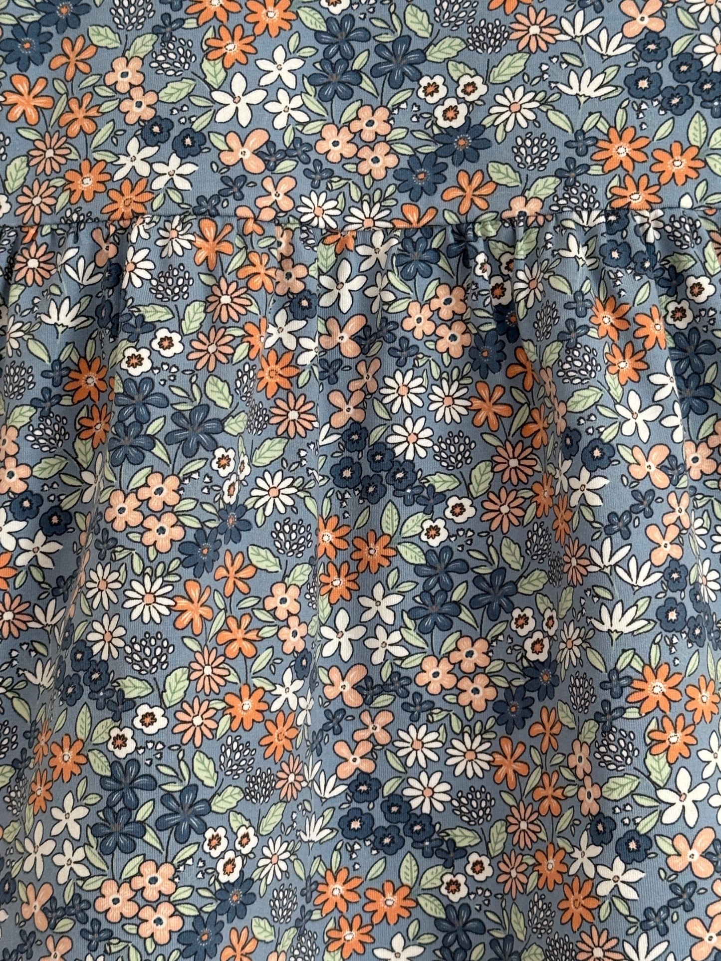Organic Flower Jersey Children's Dress in Cornflower