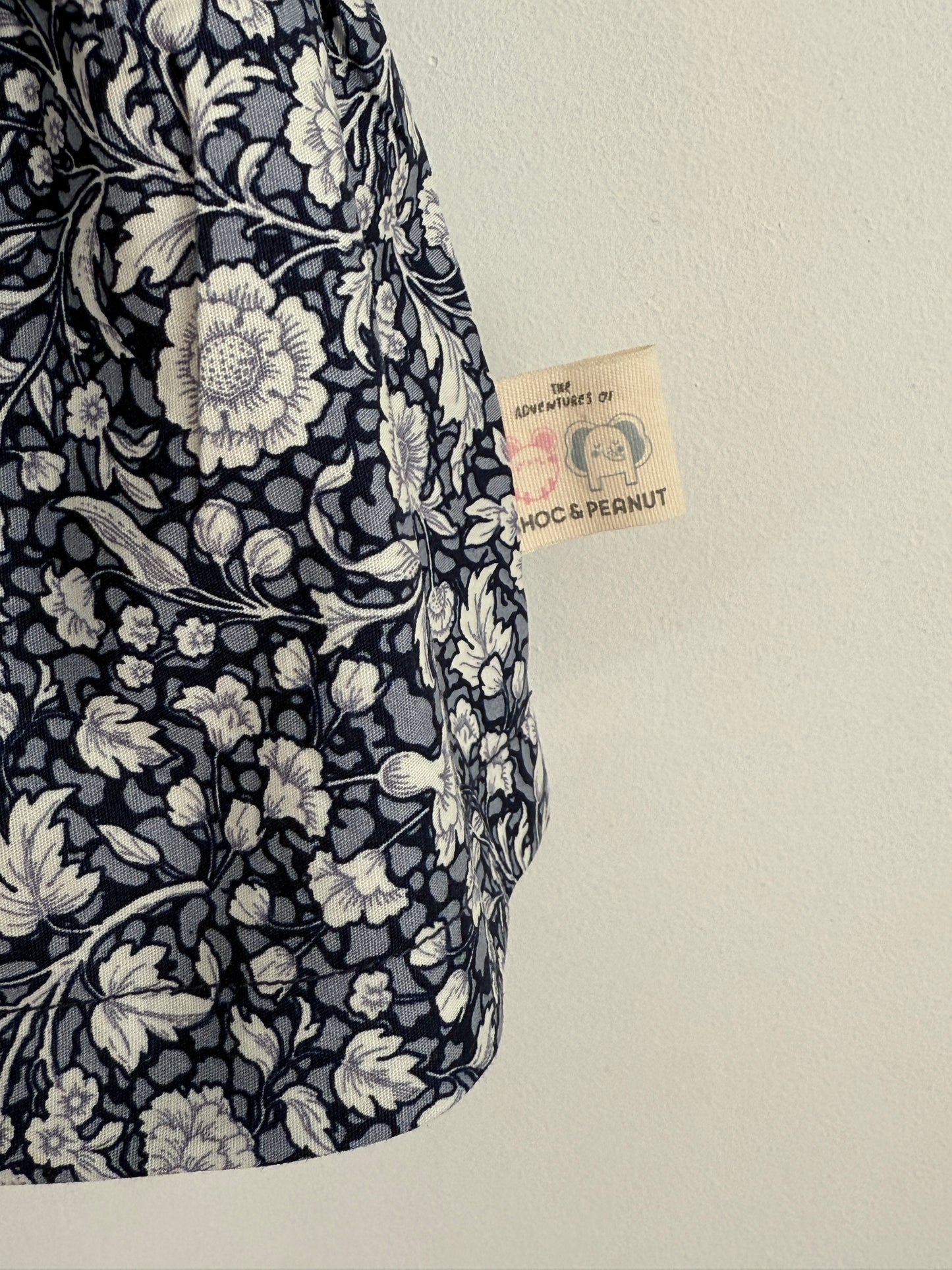 100% Organic Cotton Floral Navy & White Tiered Dress