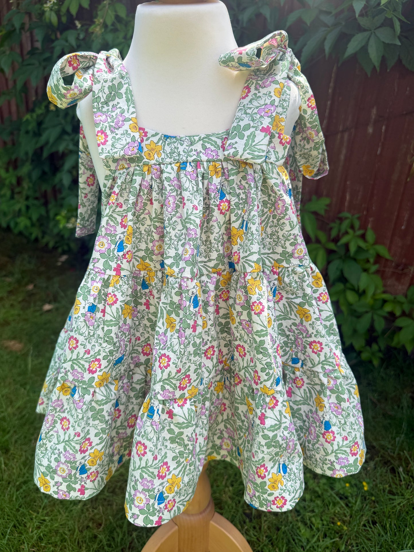 100% Cotton Bunny Garden Girls Strappy Dress