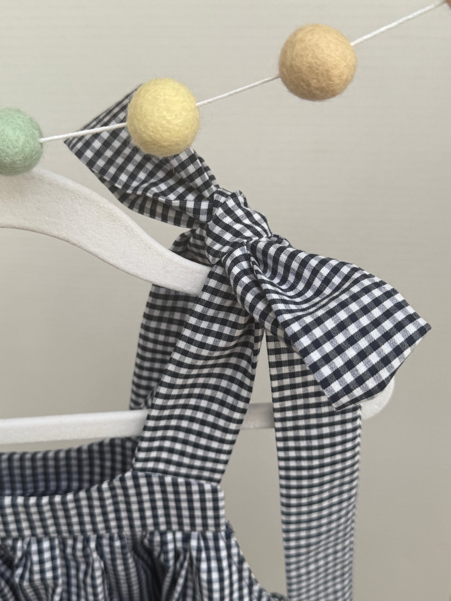 Gingham Navy tiered dress