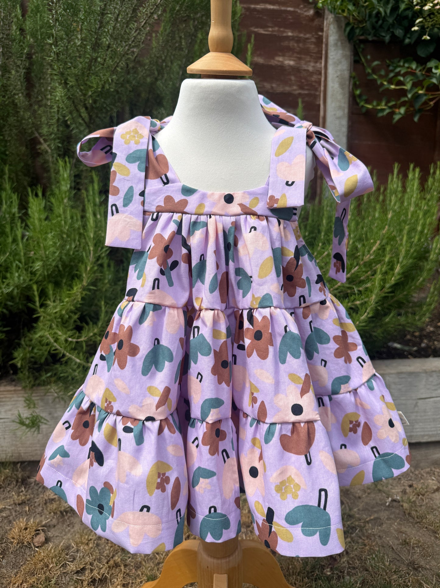 100% Cotton Floral Lilac Girls strappy Dress
