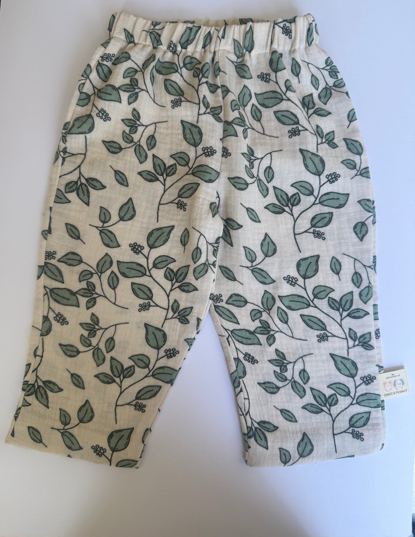 100% Cotton Muslin Kids Trousers with Leaf detail