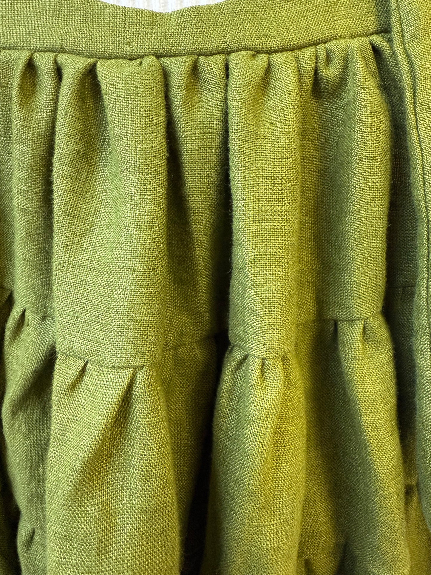 100% Baltic Linen Green tiered Children's Dress