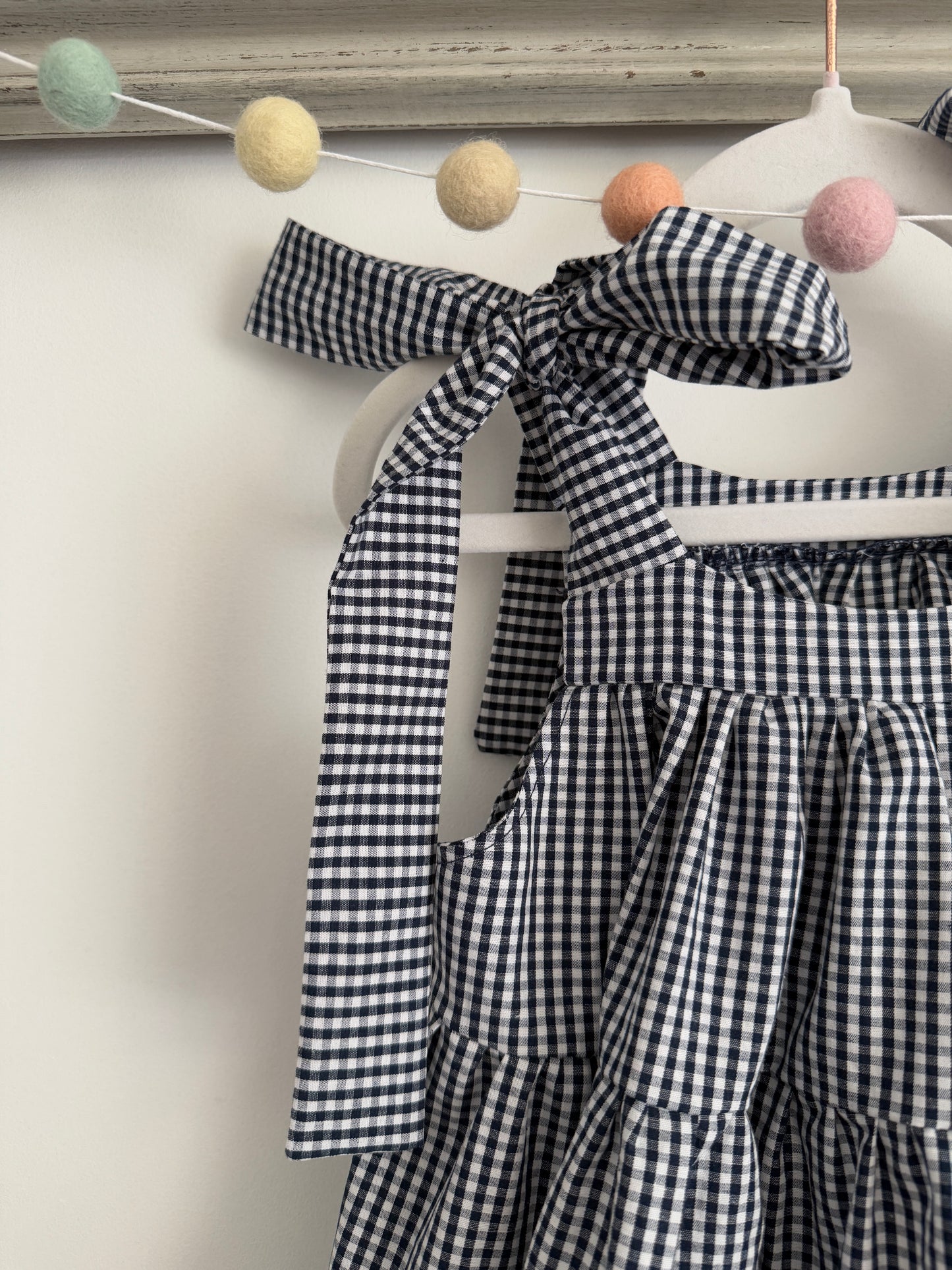 Gingham Navy tiered dress