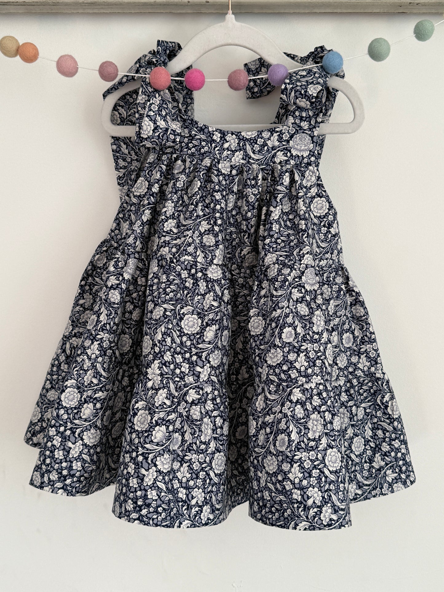 100% Organic Cotton Floral Navy & White Tiered Dress