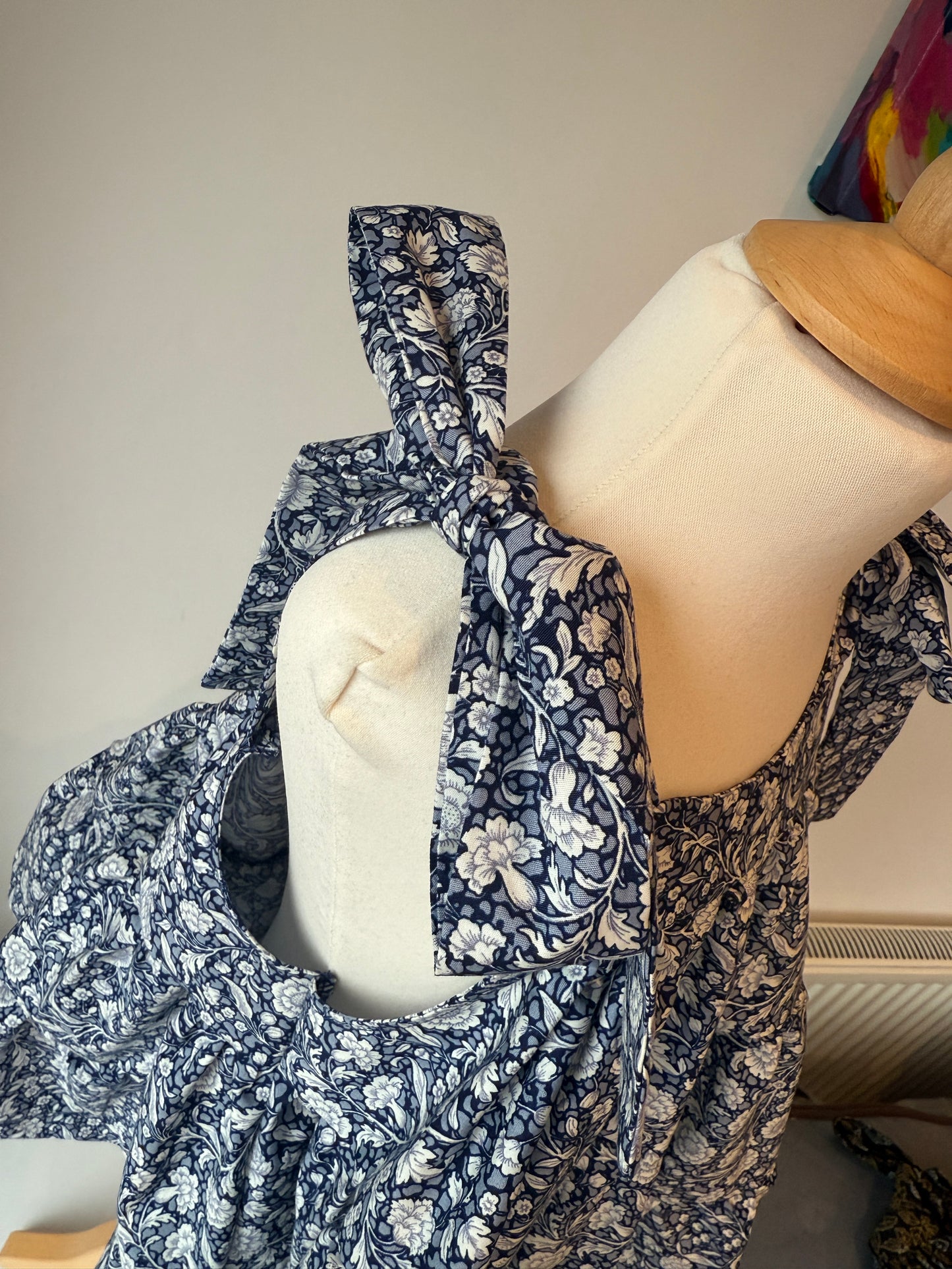 100% Organic Cotton Floral Navy & White Tiered Dress