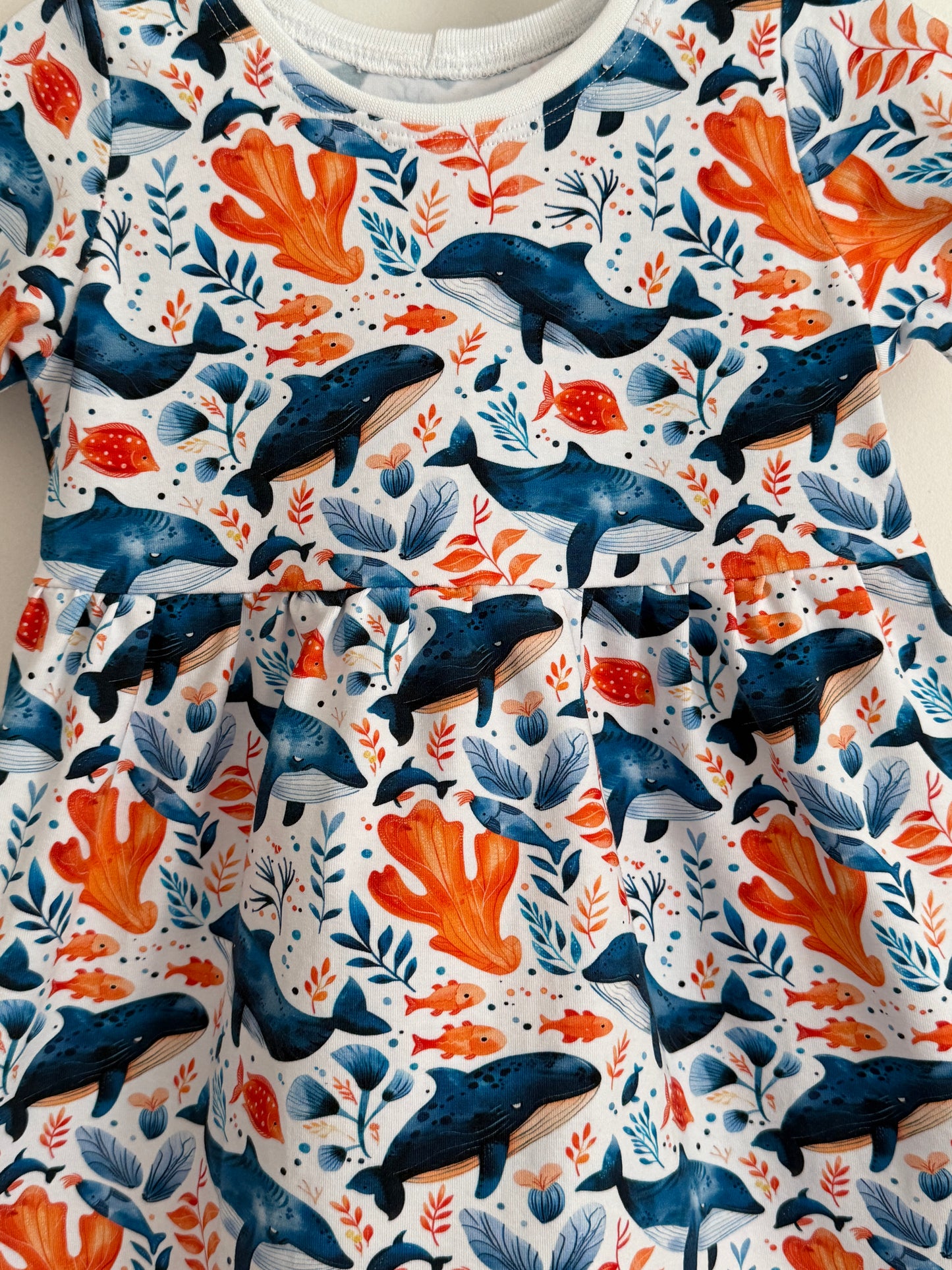 Whale under the Sea Organic Jersey Kids Dress