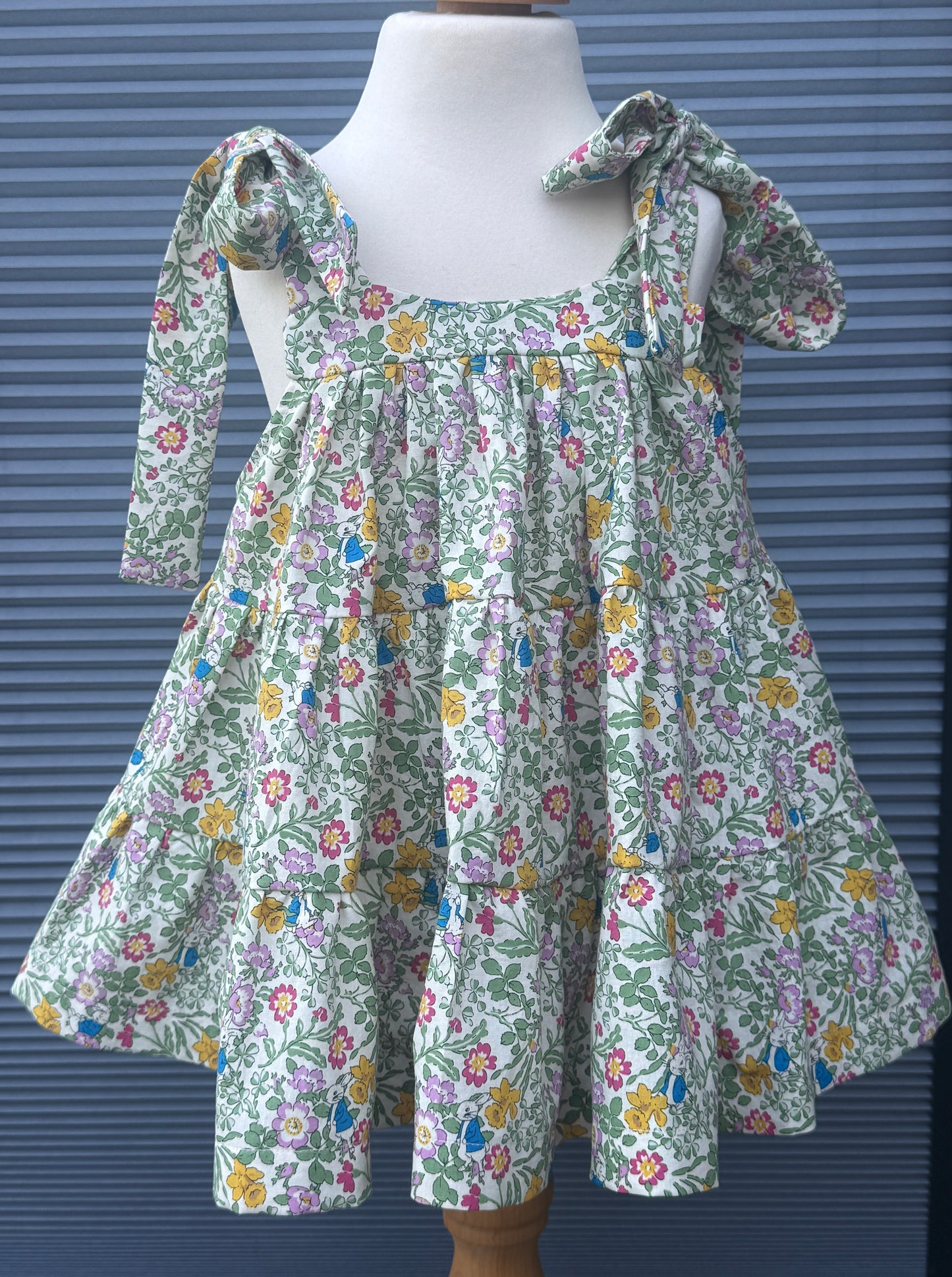 100% Cotton Bunny Garden Girls Strappy Dress