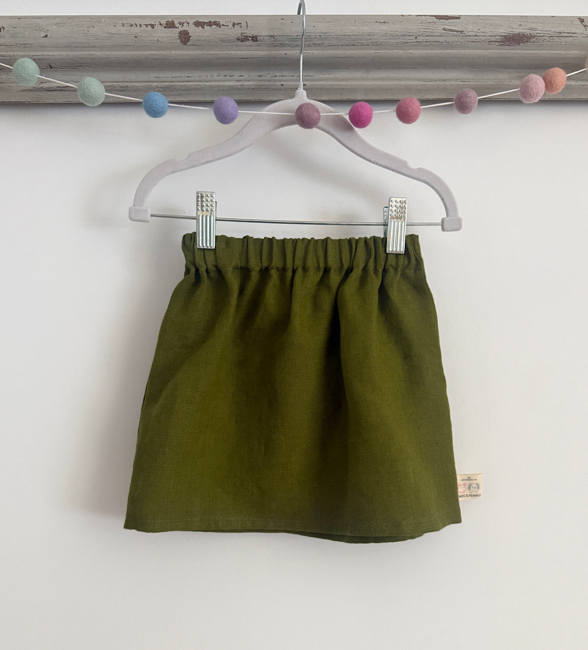 Olive 100% Baltic Linen Children's Skirt