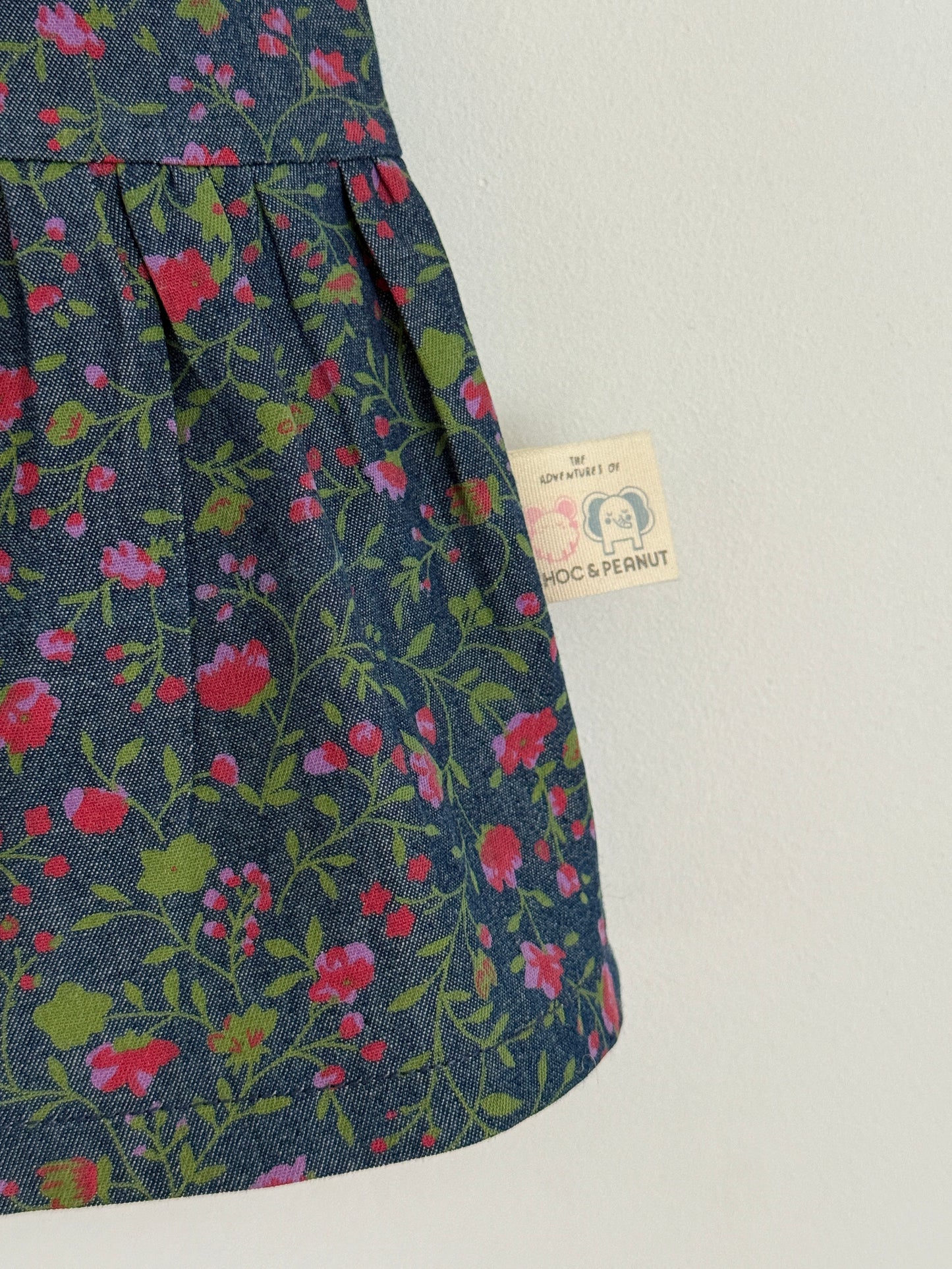 Cotton Floral Tiered Girls Dress with Collar