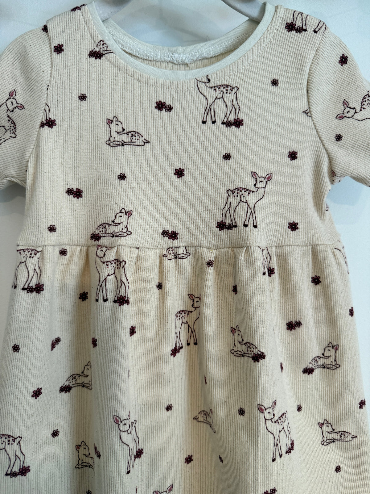 Fawn Ribbed Jersey Girls Dress-Burgundy