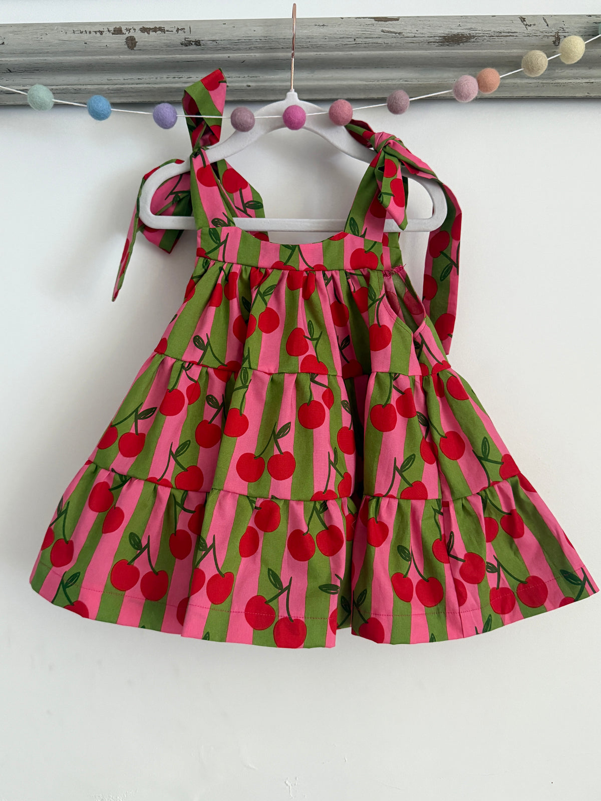 100% Cotton Cherry Girls strappy Dress