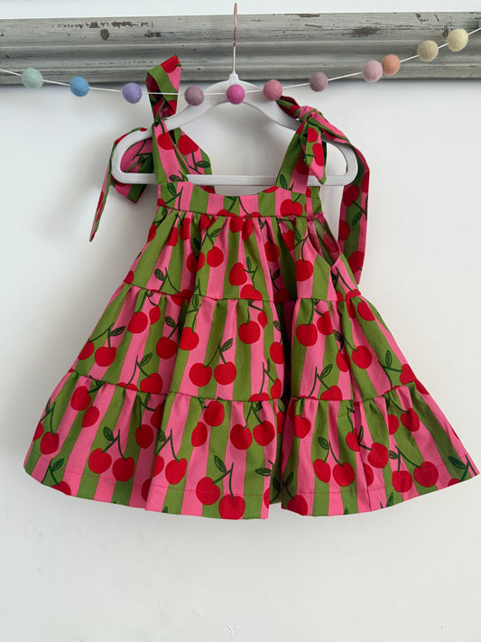 100% Cotton Cherry Girls strappy Dress