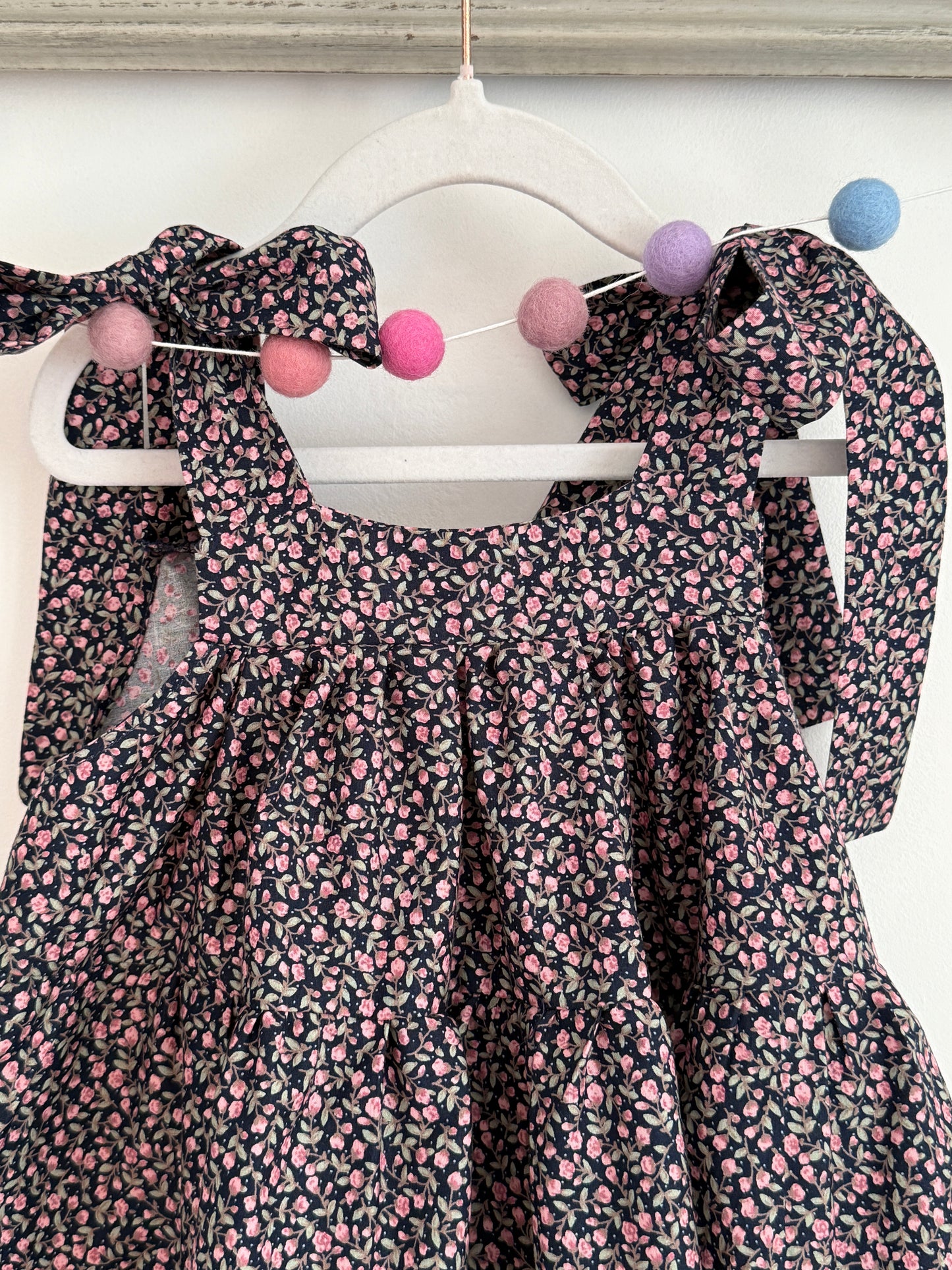 100% Organic Cotton Navy Rose Garden Strappy Dress