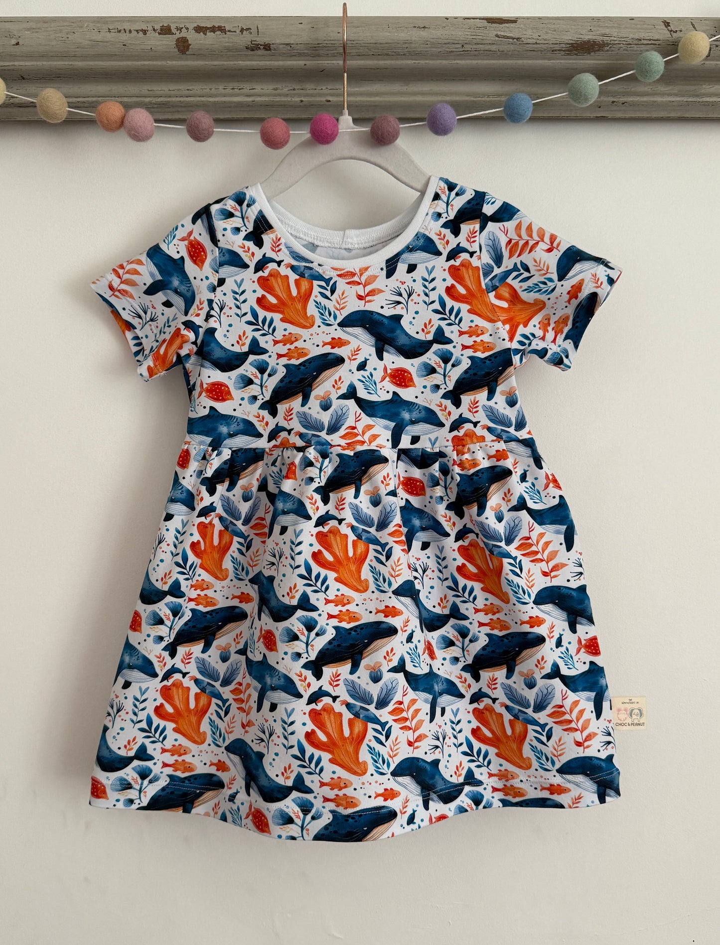 Whale under the Sea Organic Jersey Kids Dress