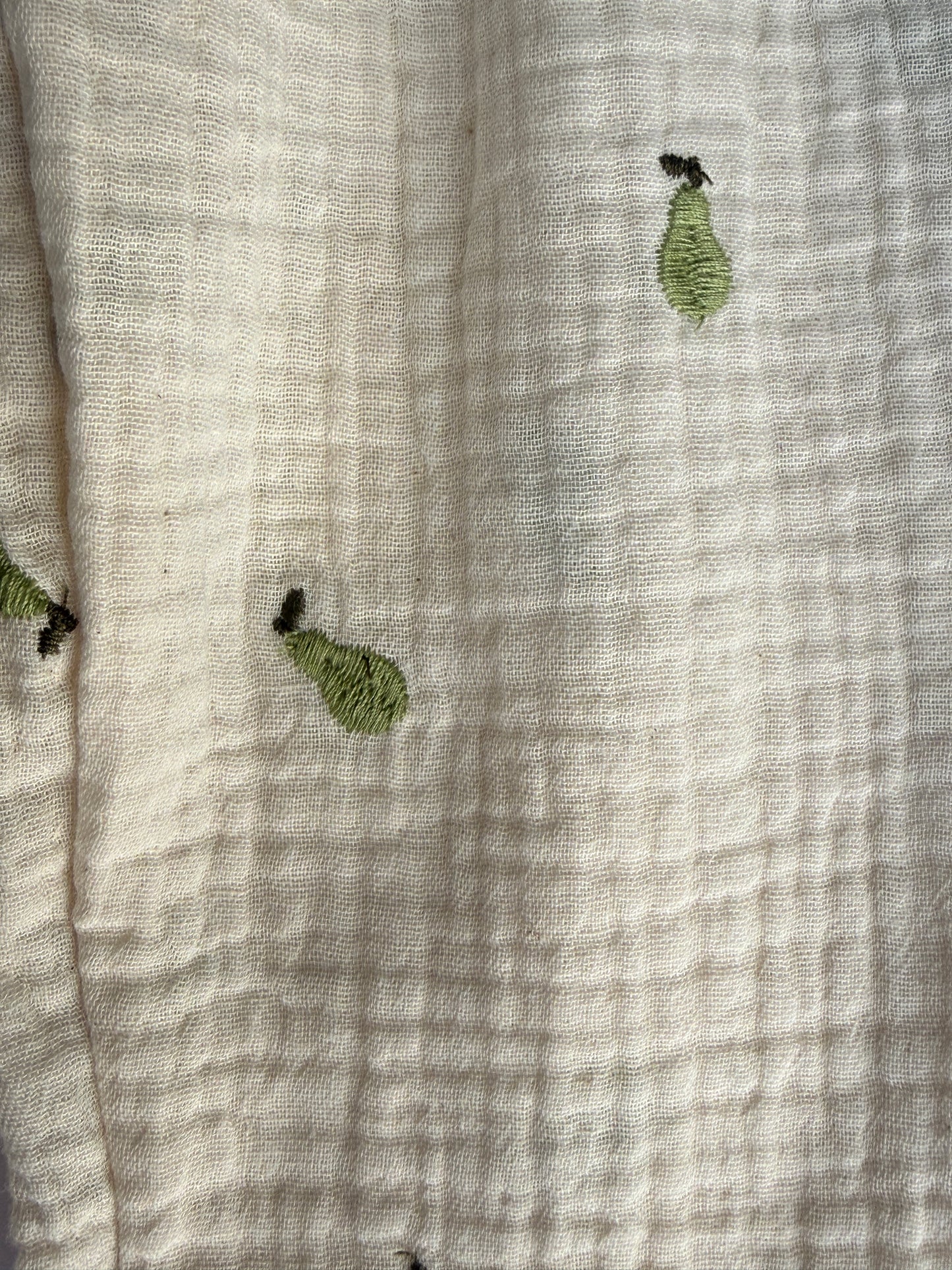 100% Cotton Muslin Kids Trousers with emroidered Pear detail